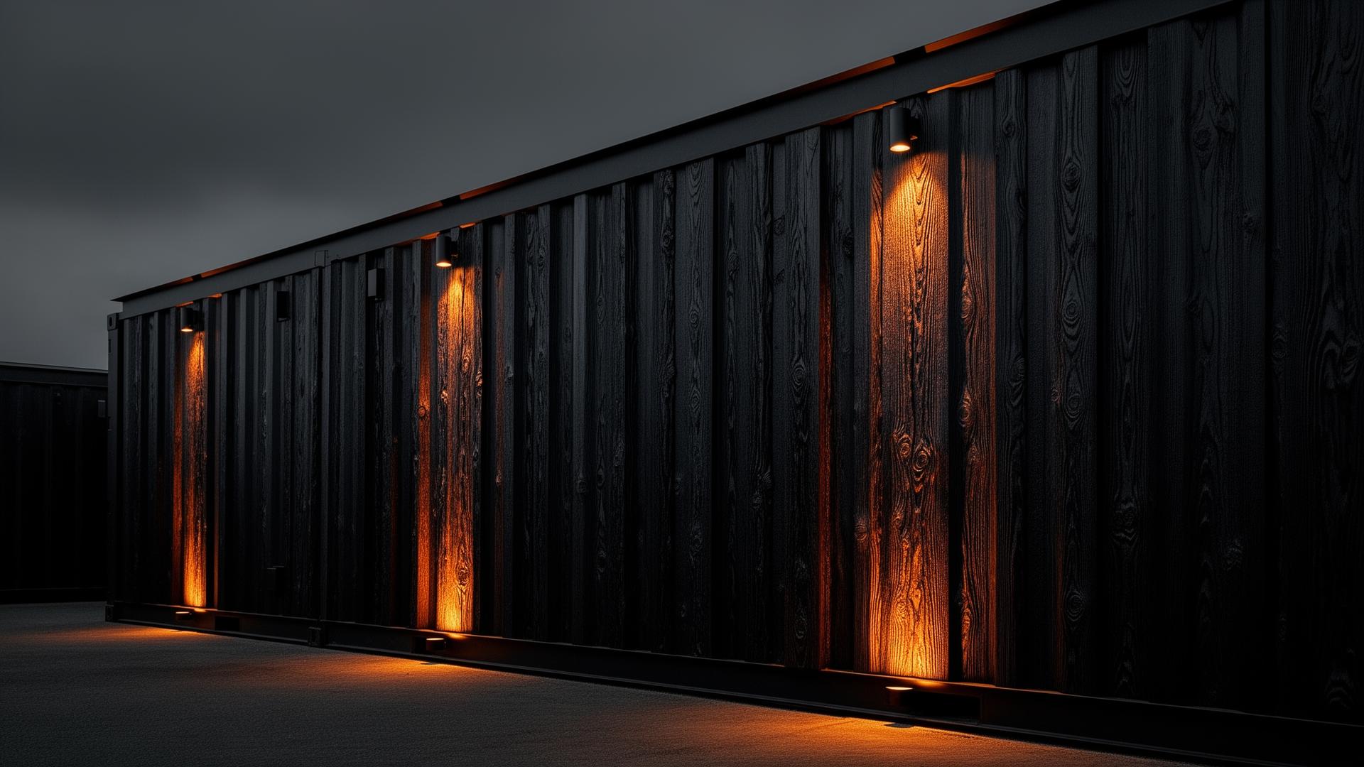 Shou Sugi Ban facade option for a modular container